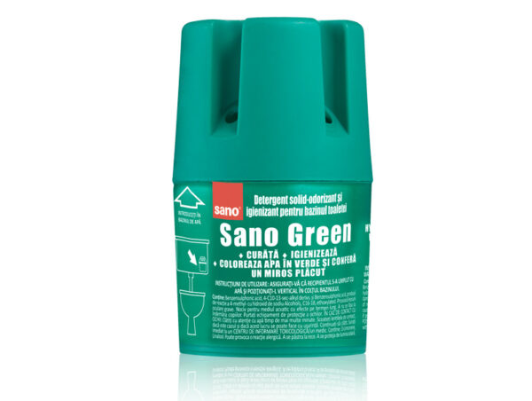 Sano Green Toilet Bowl Cleaner Solid Detergent | 900 Flushes | Cleans, Sanitizes, & Freshens with Pleasant Scent | Green Water Effect | Hygienic Toilet Soap for Water Tank | 150 g | Imported from Israel