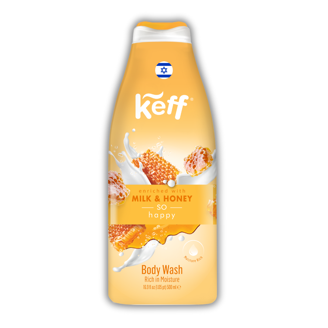 Keff Body Wash Honey - Moisturizing Cleanser with Milk & Honey, Long-Lasting Scent - 700ml |Imported from Israel
