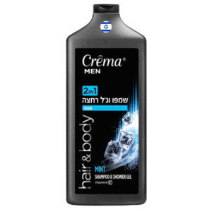 Crema Men 2-in-1 Mint Shampoo & Shower Gel | 700ml Bottle | Hair & Body Wash with Mint Extract and Vitamin E | Daily Refreshing Cleanser for Men | Imported from Israel